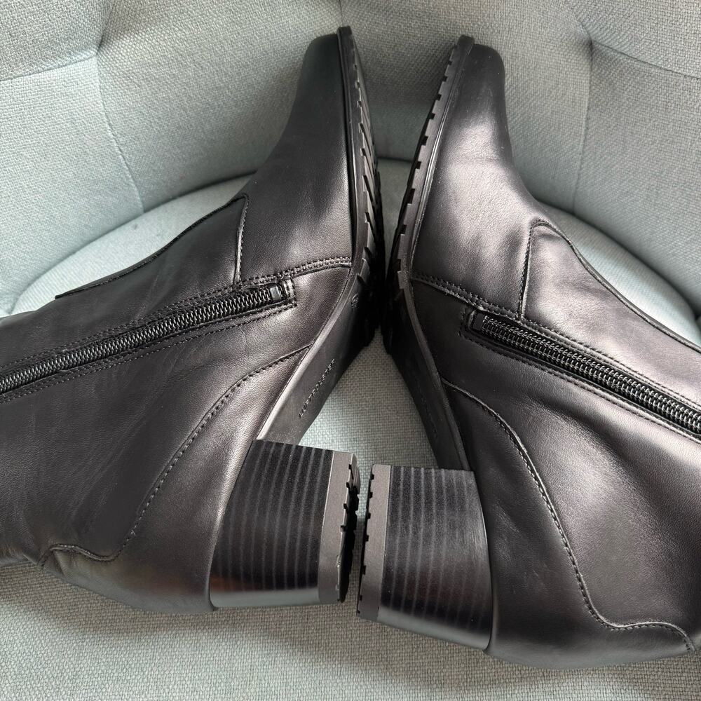 Ara Black Zip Ankle Bootie Square Toes Block Heel Side Zip Women's 6.5 - Picture 6 of 12